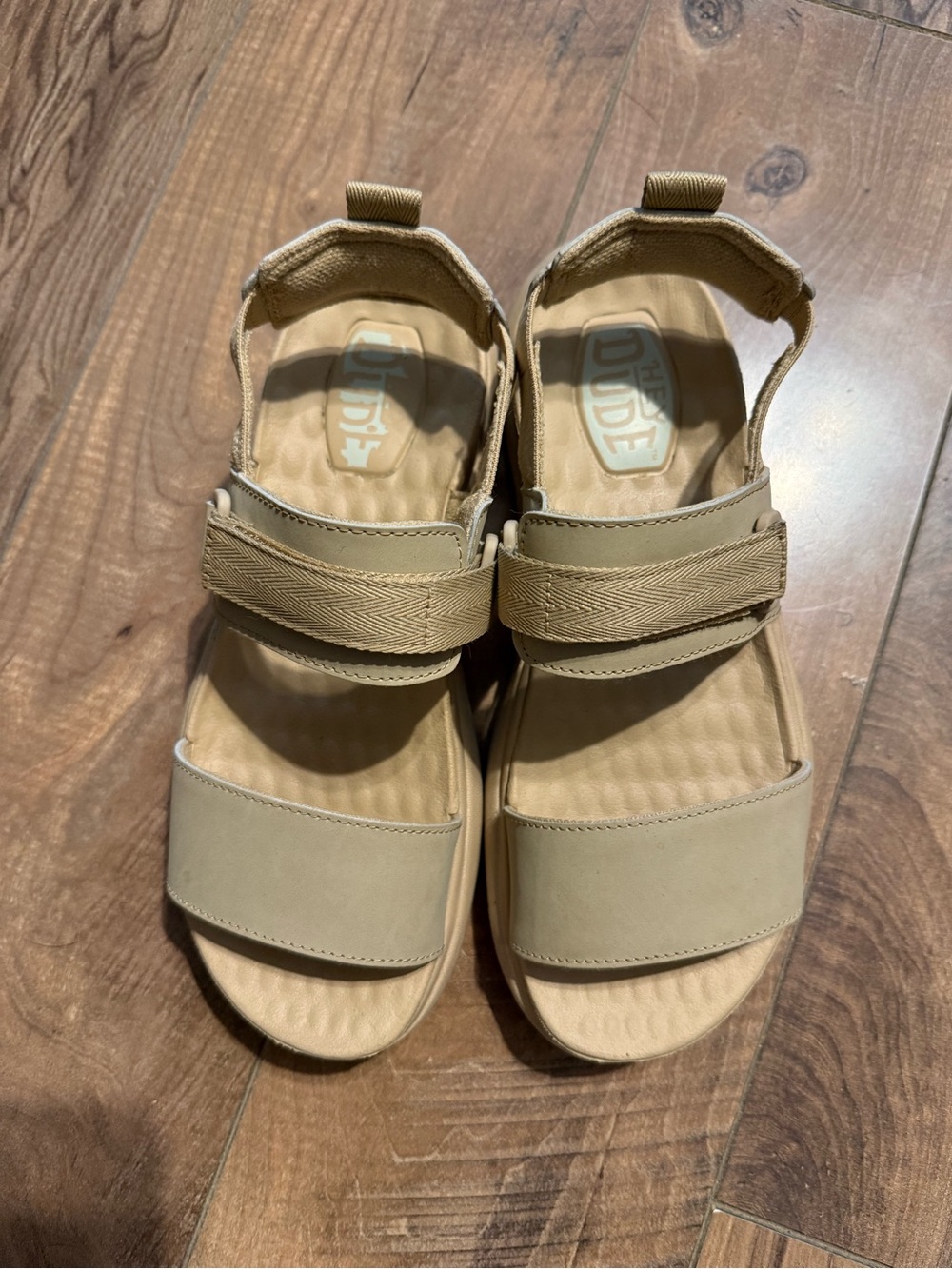 Hey dude Neutral Tan Adjustable Strap Sandals -